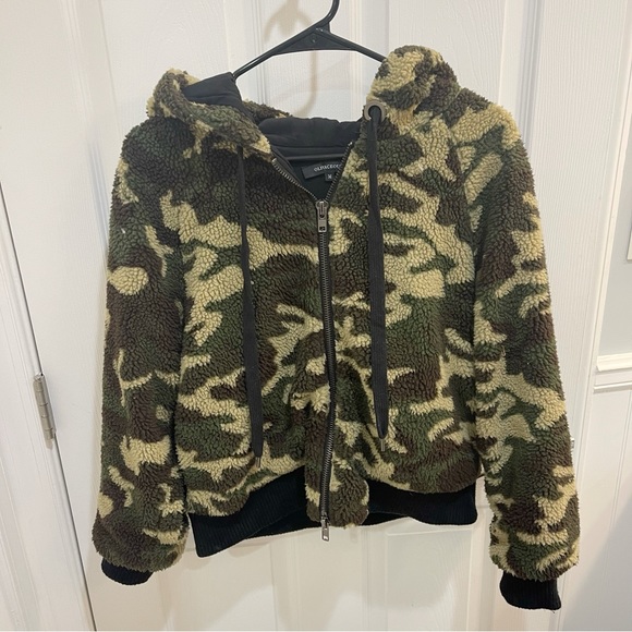 Olivaceous Camouflage Fleece Teddy Zip Jacket with Hood - Picture 1 of 5